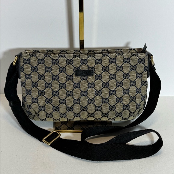 Gucci Beige and Navy Crossbody Bag - Picture 1 of 14
